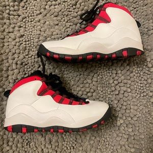 Jordan’s. Red, white, and blue size 6